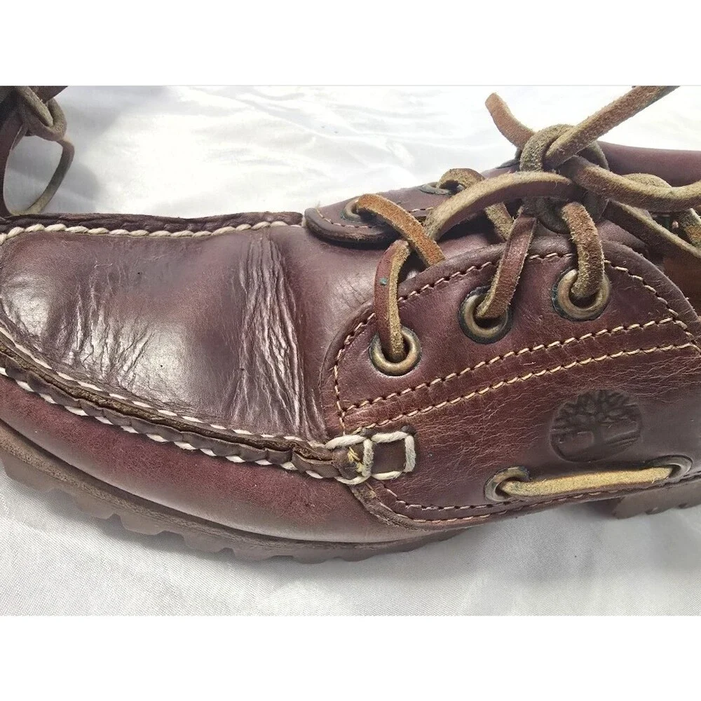 Timberland 3 Eye Classic Lug Oxblood Burgundy Boat Shoes Men US 7.5, Women US 9